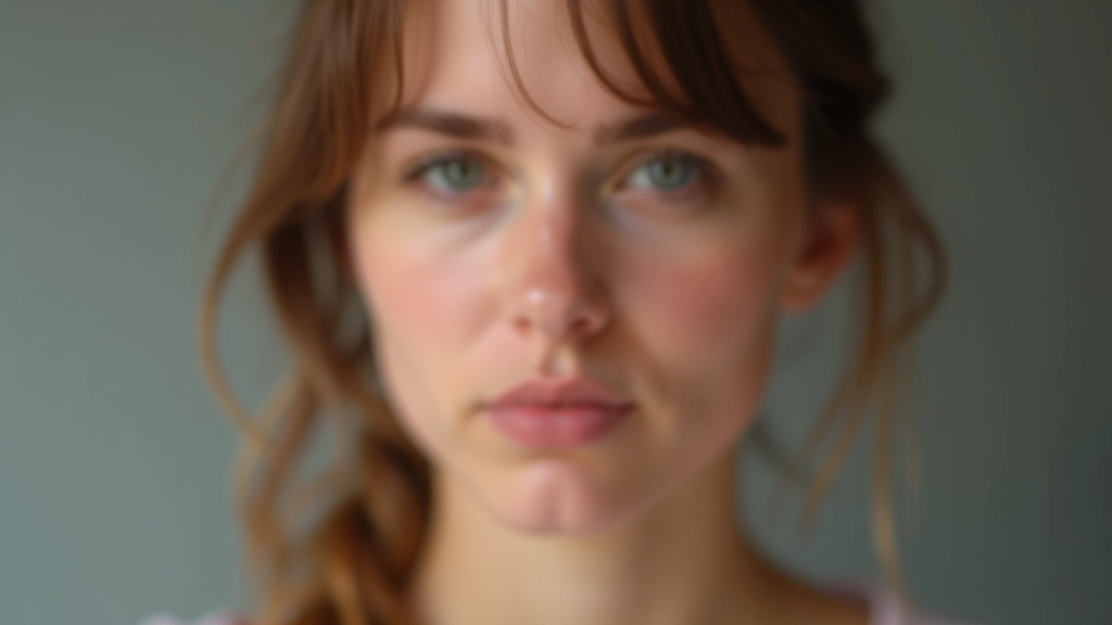 Detailní portrét tváře s různými emočními výrazy, od smutku přes vážnost po radost a překvapení